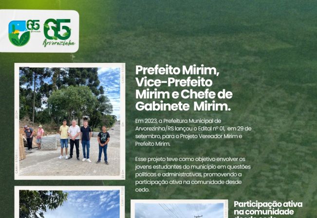 Prefeitura de Arvorezinha/RS promove Projeto Vereador Mirim e Prefeito Mirim.