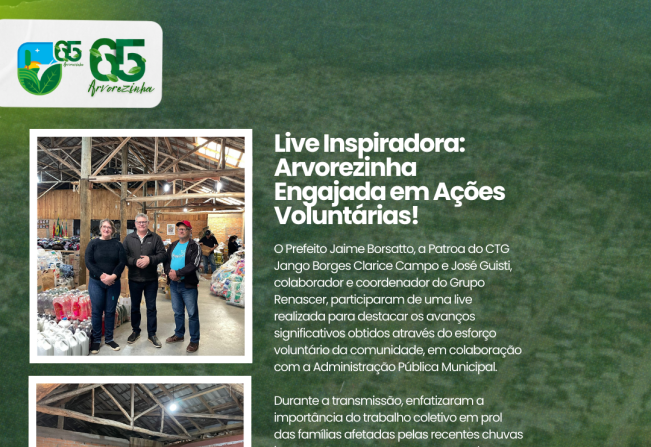 Live Inspiradora: Arvorezinha Engajada em Ações Voluntárias. 